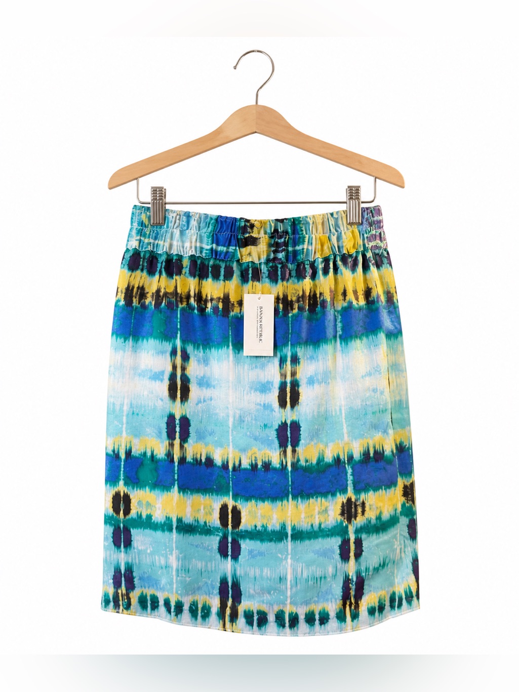 Banana Republic Tie Dye Satin Midi Skirt Nwt Size 8 Blue Boho Resort Chic